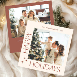 Elegant Minimalist Christmas Greeting 2 Photo Holiday Card