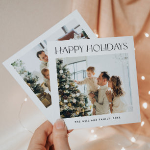 Elegant Minimalist Christmas Greeting 2 Photo Holiday Card