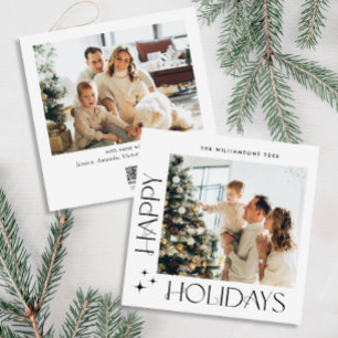 Elegant Minimalist Christmas Greeting 2 Photo Holiday Card