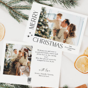 Elegant Minimalist Christmas Greeting 2 Photo Holiday Card