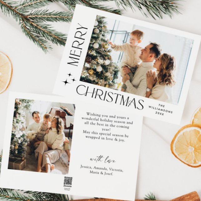 Elegant Minimalist Christmas Greeting 2 Photo Holiday Card (Creator Uploaded)