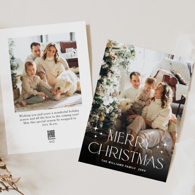 Elegant Minimalist Christmas Greeting 2 Photo Holiday Card (Creator Uploaded)