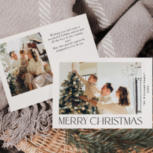 Elegant Minimalist Christmas Greeting 2 Photo Holiday Card