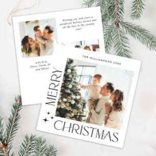 Elegant Minimalist Christmas Greeting 3 Photo Holiday Card