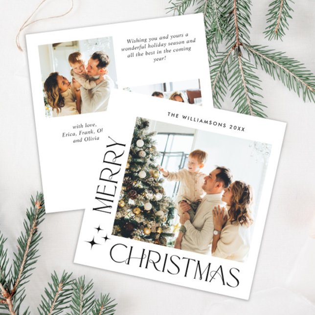 Elegant Minimalist Christmas Greeting 3 Photo Holiday Card (Creator Uploaded)