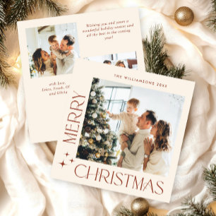 Elegant Minimalist Christmas Greeting 3 Photo Holiday Card
