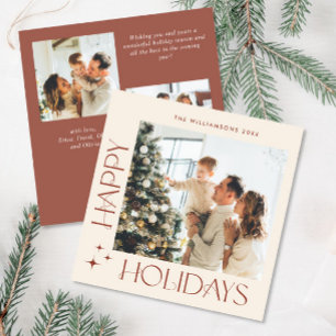 Elegant Minimalist Christmas Greeting 3 Photo Holiday Card