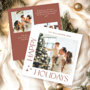 Elegant Minimalist Christmas Greeting 3 Photo Holiday Card