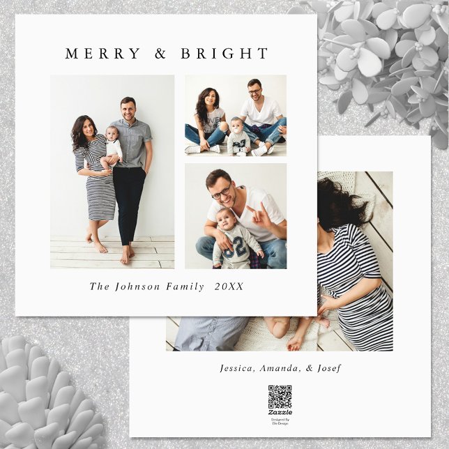 Elegant Minimalist Christmas Greeting 4 Photo Holiday Card (Zazzle Elegant Minimalist Christmas Greeting 4 Photo Holiday Card )