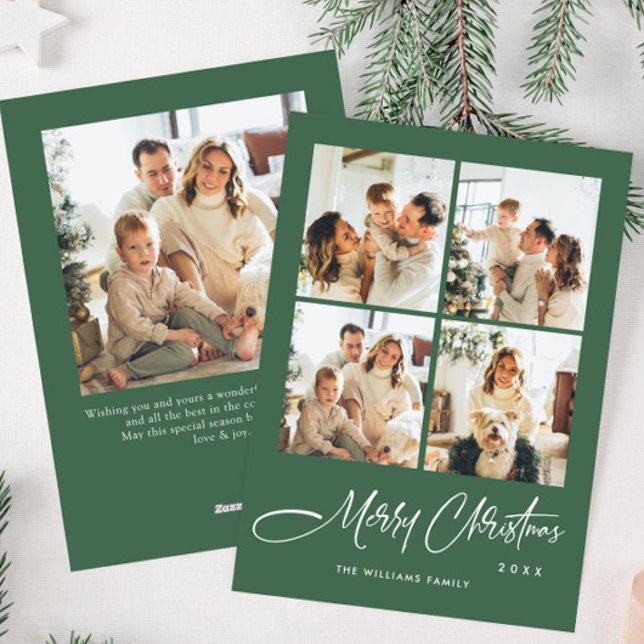 Elegant Minimalist Christmas Greeting 5 Photo Holiday Card (Creator Uploaded)