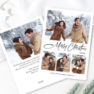 Elegant Minimalist Christmas Greeting 5 Photo Holiday Card