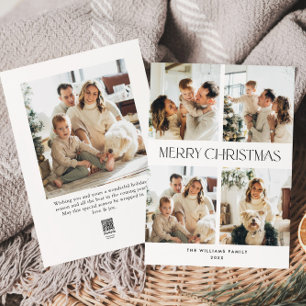 Elegant Minimalist Christmas Greeting 5 Photo Holiday Card