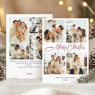 Elegant Minimalist Christmas Greeting 8 Photo Holiday Card