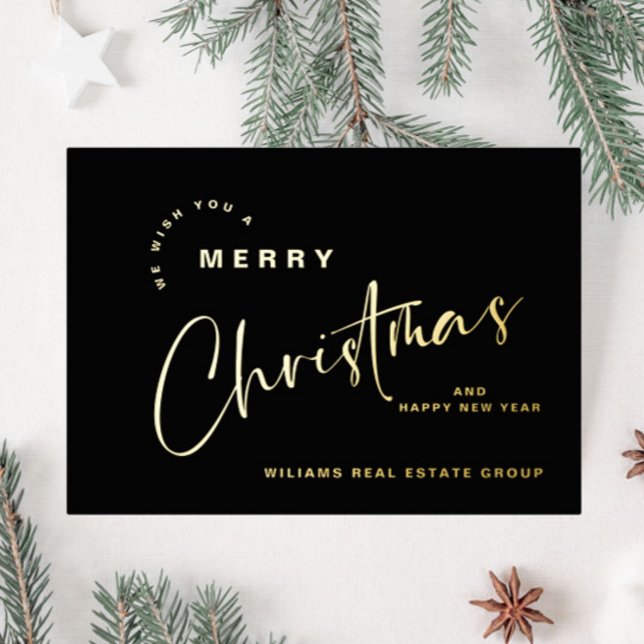 Elegant Minimalist Christmas Greeting Company Gold Foil Holiday Card (Creator Uploaded)