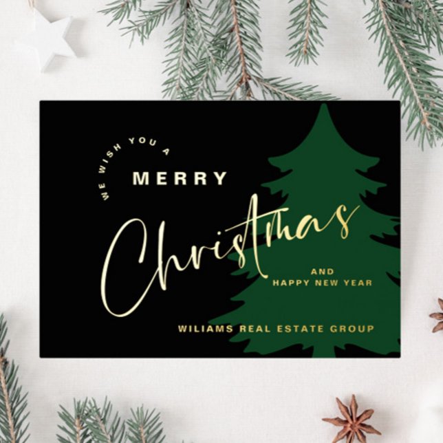 Elegant Minimalist Christmas Greeting Company Gold Foil Holiday Card (Creator Uploaded)