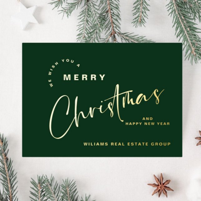 Elegant Minimalist Christmas Greeting Company Gold Foil Holiday Card (Creator Uploaded)