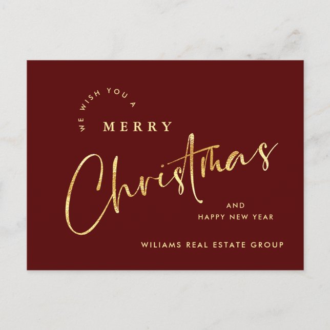 Elegant Minimalist Christmas Greeting Corporate Postcard (Front)