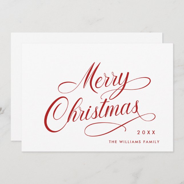Elegant Minimalist Christmas Greeting Holiday Card (Front/Back)