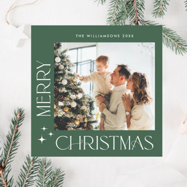 Elegant Minimalist Christmas Greeting One Photo Holiday Card (Creator Uploaded)