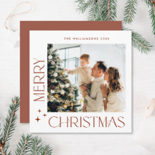 Elegant Minimalist Christmas Greeting One Photo Holiday Card