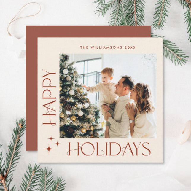 Elegant Minimalist Christmas Greeting One Photo Holiday Card (Creator Uploaded)