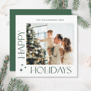 Elegant Minimalist Christmas Greeting One Photo Holiday Card