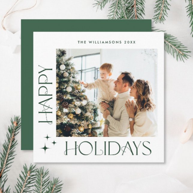 Elegant Minimalist Christmas Greeting One Photo Holiday Card (Creator Uploaded)