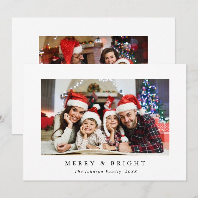 Elegant Minimalist Christmas Greeting Photo Holiday Card (Front/Back)