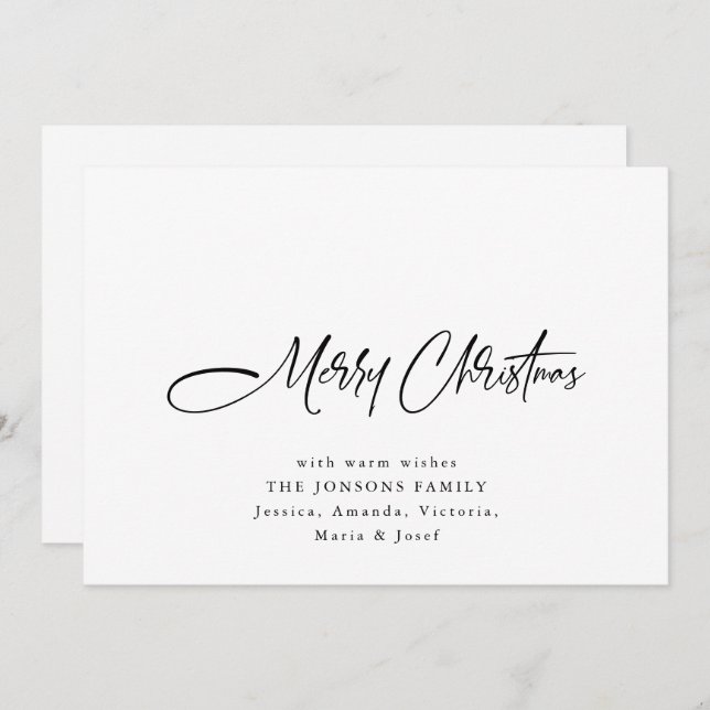 Elegant Minimalist Christmas Greeting QR code Holiday Card (Front/Back)