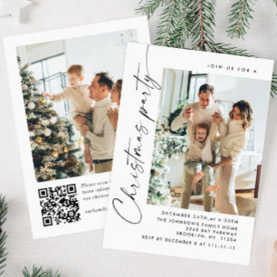Elegant Minimalist Christmas Holiday Party 2 Photo Invitation