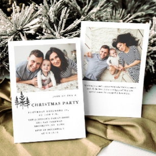 Elegant Minimalist Christmas Holiday Party 2 Photo Invitation
