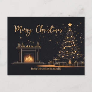 Elegant Minimalist Christmas Illustration Holiday Postcard