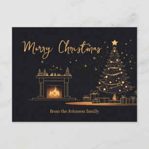 Elegant Minimalist Christmas Illustration Postcard
