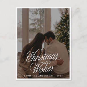 Elegant Minimalist Christmas Modern Family Photo Holiday Postcard