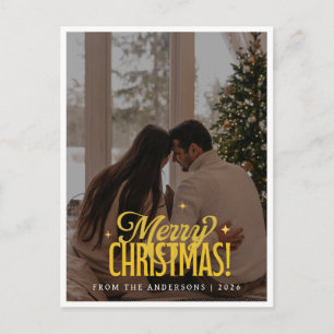 Elegant Minimalist Christmas Modern Family Photo Holiday Postcard