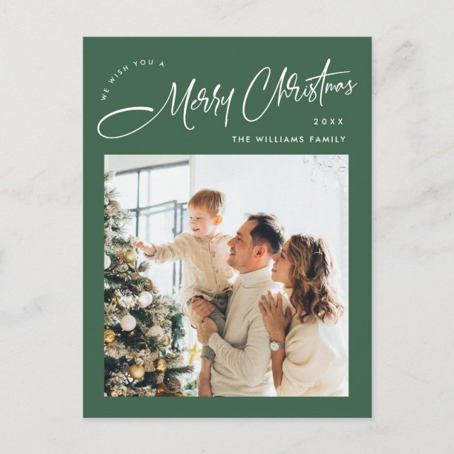 Elegant Minimalist Christmas Photo Greeting Postcard (Front)