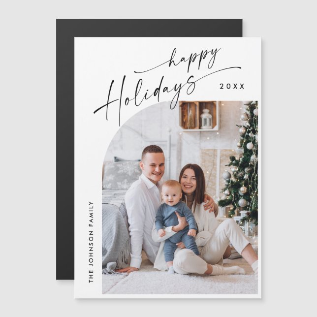 Elegant Minimalist Christmas PHOTO Magnetic Card (Front/Back)