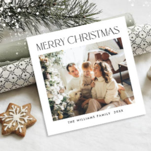 Elegant Minimalist Christmas PHOTO Magnetic Card