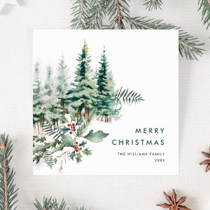 Elegant Minimalist Christmas Pine Tree Greeting Holiday Card