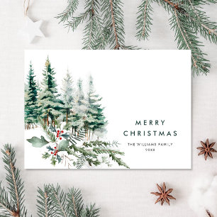 Elegant Minimalist Christmas Pine Tree Greeting Holiday Card