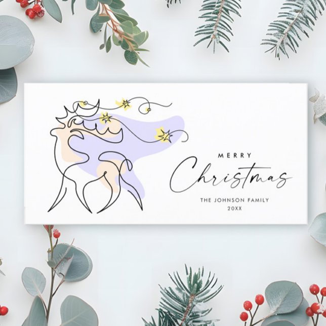 Elegant Minimalist Christmas Reindeer Greeting Holiday Card (Creator Uploaded)