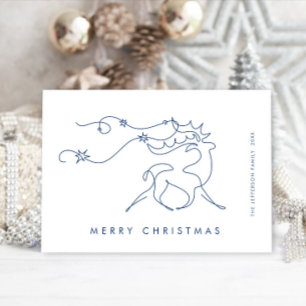 Elegant Minimalist Christmas Reindeer Greeting Holiday Card