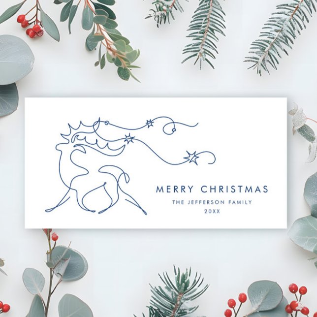 Elegant Minimalist Christmas Reindeer Greeting Holiday Card (Creator Uploaded)