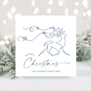Elegant Minimalist Christmas Reindeer Greeting Holiday Card