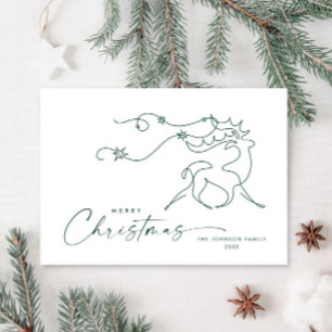 Elegant Minimalist Christmas Reindeer Greeting Holiday Card