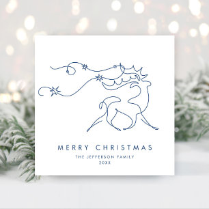 Elegant Minimalist Christmas Reindeer Greeting Holiday Card