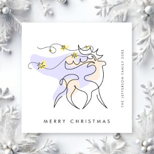 Elegant Minimalist Christmas Reindeer Greeting Holiday Card