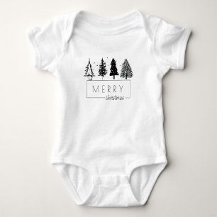 Elegant Minimalist Christmas Tree Baby Bodysuit