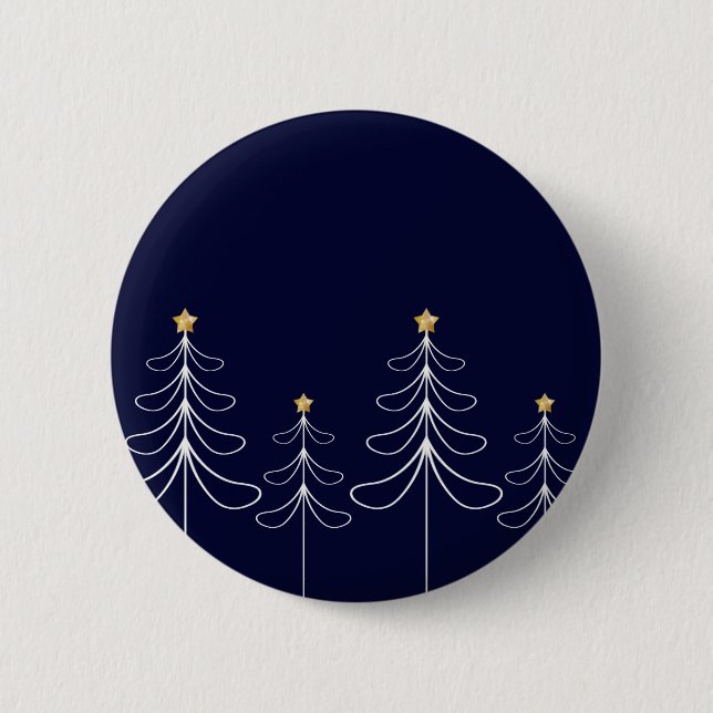 Elegant minimalist Christmas tree design blue 6 Cm Round Badge (Front)