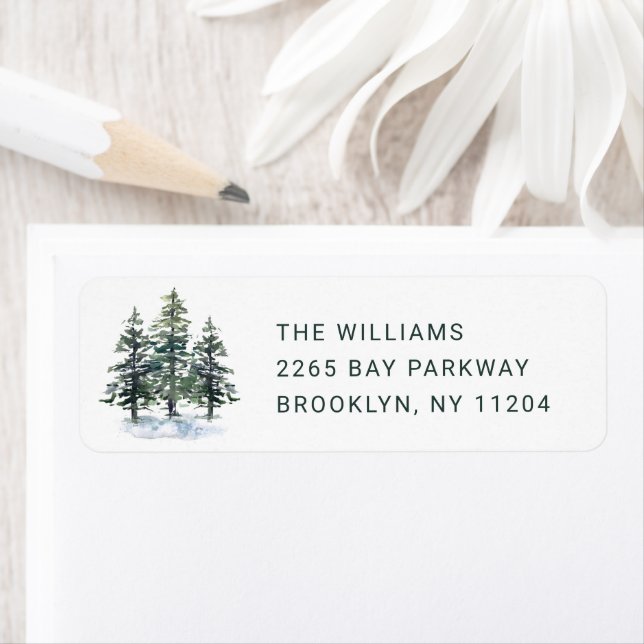 Elegant Minimalist Christmas Tree Return Address Return Address Label (Insitu)